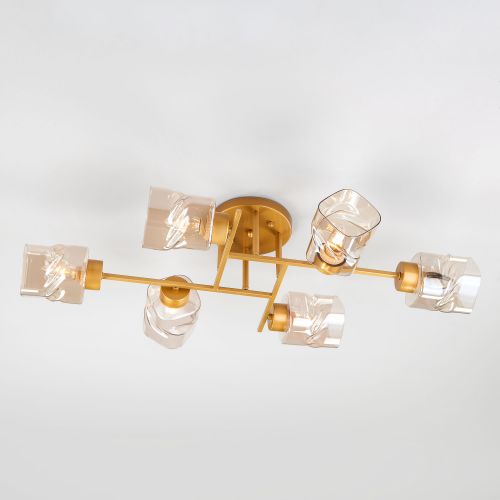 Потолочная люстра со стеклянными плафонами Eurosvet 30165/6 перламутровое золото