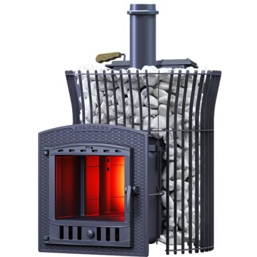 Банная печь Авангард ЗК 35 (П2) Ураган в сетке Тюльпан