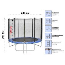 Батут ARIZONE с защитной сеткой и лестницей 244х51 см