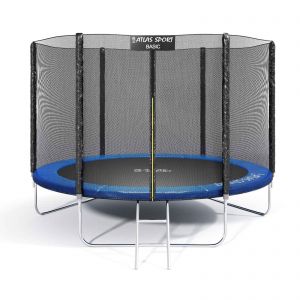 Батут Atlas Sport 312 см - 10ft Basic (3 ноги) с внешней сеткой и лестницей BLUE..