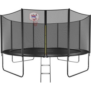 Батут GetActive Jump 14ft - 435 см лестница, сетка, кольцо (черный)