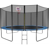 Батут GetActive Jump 14ft - 435 см лестница, сетка, кольцо (синий)