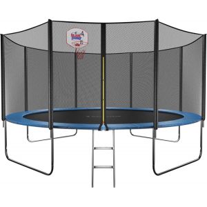 Батут GetActive Jump 14ft - 435 см лестница, сетка, кольцо (синий)