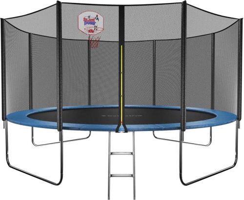 Батут GetActive Jump 14ft - 435 см лестница, сетка, кольцо (синий)