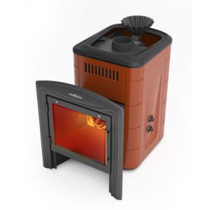 Дровяная печь Термофор Гейзер Мини 2016 Carbon Витра ЗК ТО терракота