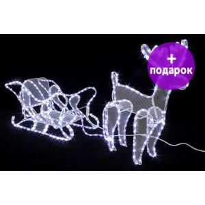Фигура Winner Light Олень с санями малый белый