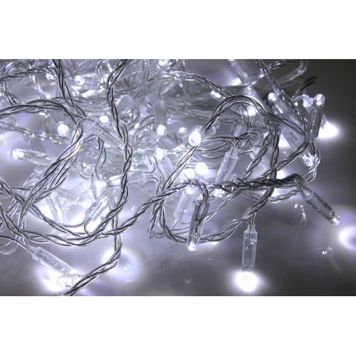 Гирлянда с FLASH мерцанием IQ LED 20M, 24V, белая / белый FLASH на прозрачном проводе