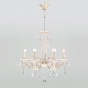 Классическая люстра с хрусталем Eurosvet 3585/6 белый/прозрачный хрусталь Strots..