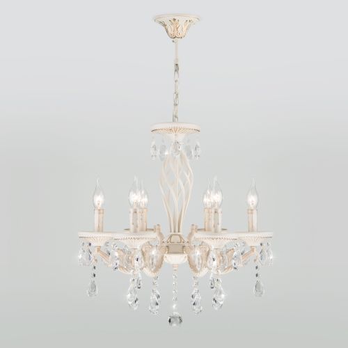 Классическая люстра с хрусталем Eurosvet 3585/6 белый/прозрачный хрусталь Strotskis