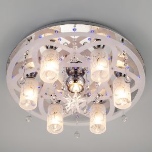 Люстра со светодиодной подсветкой и пультом Eurosvet 70202/7 хром / синий + крас..