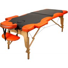 Массажный стол AtlasSport 2-х секционный деревянный черно-оранжевый
