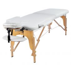 Массажный стол Atlas Sport складной 2-с 60 см деревянный + сумка (белый)