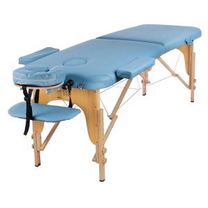 Массажный стол Atlas Sport складной 2-с 60 см деревянный + сумка (светло-голубой..