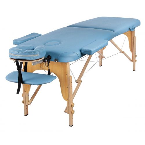 Массажный стол Atlas Sport складной 2-с 60 см деревянный + сумка (светло-голубой)
