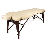Массажный стол AtlasSport 70 см LUX (с memory foam) складной 3-с деревянный (бежевый)
