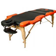 Массажный стол Atlas Sport 70 см складной 3-с деревянный (черно-оранжевый)