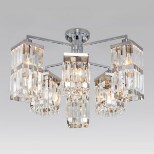 Потолочная хрустальная люстра Eurosvet 10100/6 хром/прозрачный хрусталь Strotski..