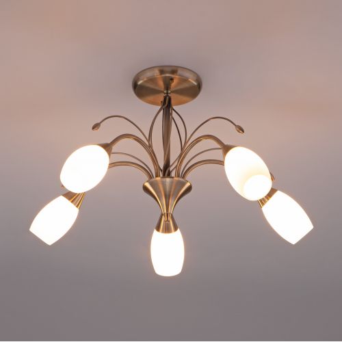 Потолочная люстра со стеклянными плафонами Eurosvet 30280/5 античная бронза