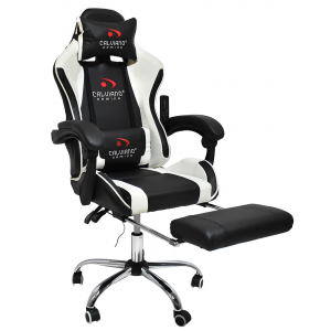Вибромассажное кресло Calviano AVANTI ULTIMATO black/white/black с подножкой